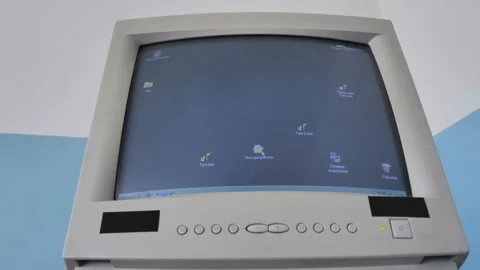 Using An Old Vintage Computer.   Stock Footage 126588035