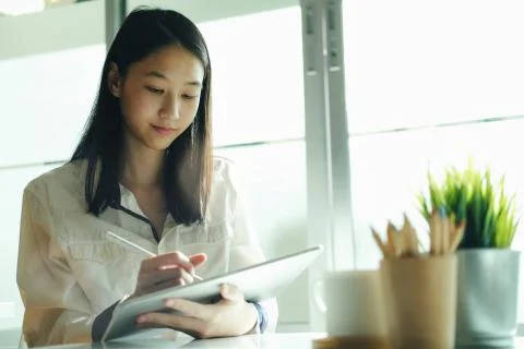 Using online connect technology for business, education and communication. Stock Photos