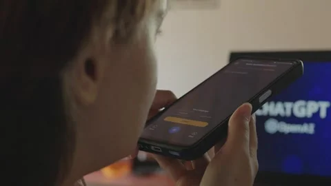 Using Open AI Chat GPT on a mobile device. Close up. Stock Footage 241719393