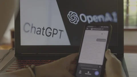 Using Open AI Chat GPT on a mobile device. Close up. Stock Footage 241719595