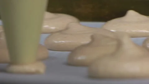 Using PAstry Bag To Make Macrons Stock Footage 136342805