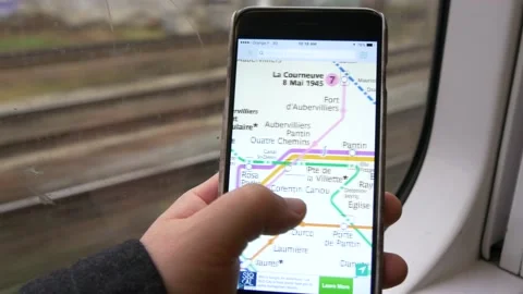 Using Phone App On RER-B Airport Train In Paris, France Stock Footage 158710634