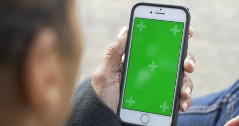 Using Phone with GreenScreen Video stock 121388828