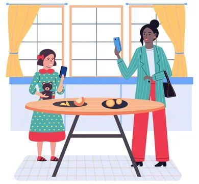 Using phone. People rely on their devices to access media content Illustrazione stock