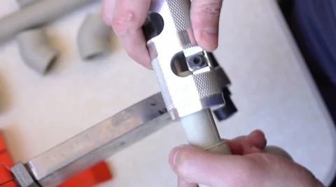 Using pipe peeling tool Stock Footage 60232579