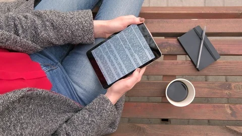 Using portable computer and drinking coffee Video stock 88964359