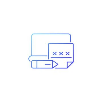 Using post it to remember password gradient linear vector icon Stock Illustration