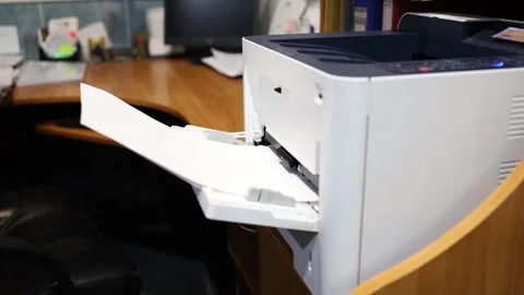 Using Printer In Office. Using Xerox In Office. Printing Document Stock Footage 146710843