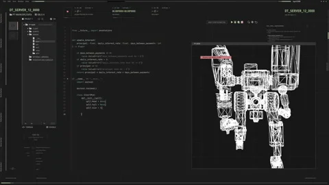 Using Program Code To Create Software Interface For Robotic Technology Stock Footage 195715536