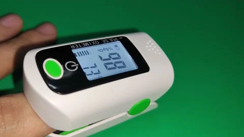 Using Pulse Oximeter. Blood Oxygen Saturation Measurement Instrument Stock Footage 157149290
