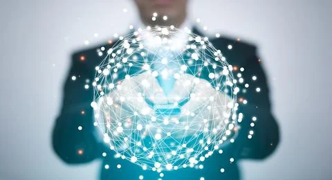 Using the remote to connect electrical appliances concept, Businessman holdin Stock Photos