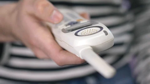 Using a Retro Home White Phone Closeup 90s Style 스톡 동영상 103800712