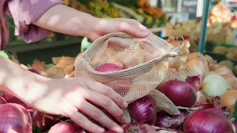 Using reusable eco bag. Stock Footage 204779098