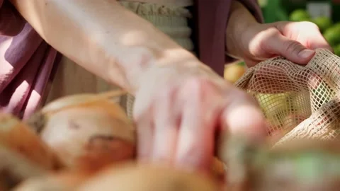 Using reusable eco bag. Stock Footage 204779433
