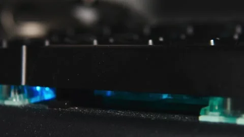 Using an RGB mechanical keyboard in close-up, at 4k resolution Stock Footage 248618019