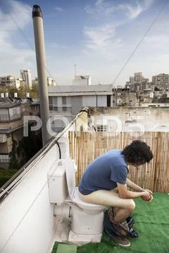 Using rooftop lavatory Stock Photos