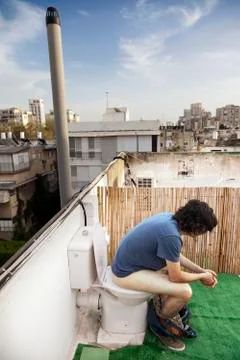 Using rooftop lavatory Stock Photos