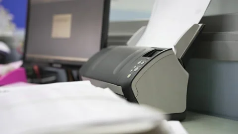Using scanner machine for convert document to digital data. Stock Footage 170935949
