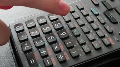 Using scientific calculator with sin function trigonometry Stock Footage 143263943