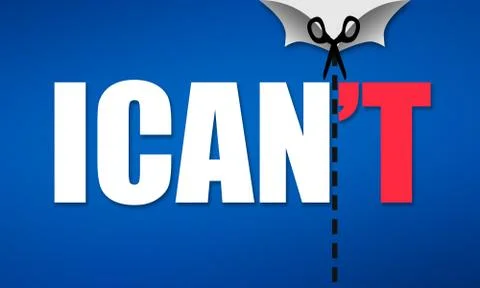 Using a scissors to cut a word i can't Stock Illustration