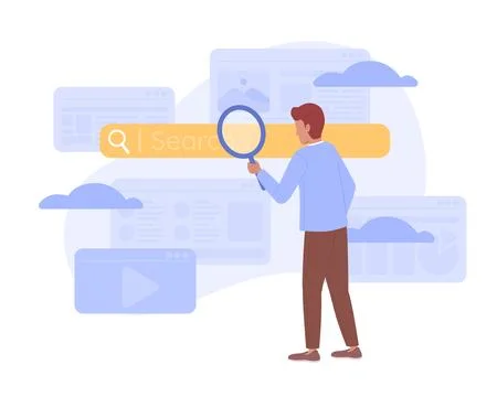 Using search engines effectively flat concept vector spot illustration 스톡 일러스트