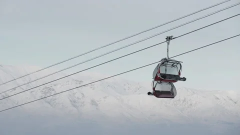 Using ski lift in the mountain. 4K Footage in Turkey Stock Footage 147093325