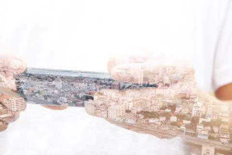 Using smart phone double exposure. Stock Illustration