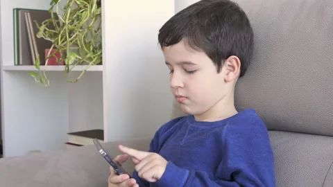 Using smart phone sitting on a couch Vidéo 253636615