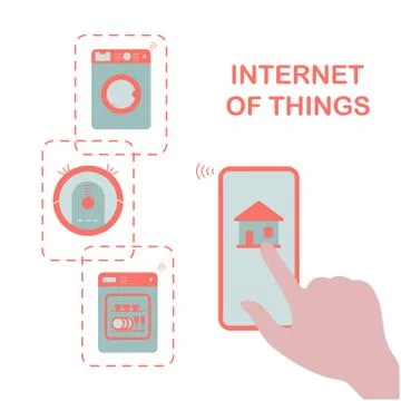 Using smart technology at home. Internet of things Illustrazione stock