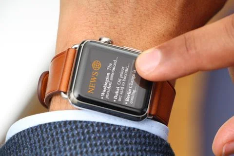 Using smart watch Stock Photos