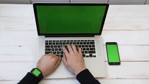 Using smart watch smartphone tablet laptop and computer Stock Footage 76810167