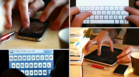 Using smartphone and tablet Video stock 33869470