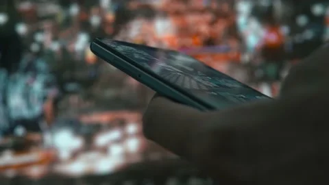 Using smartphone in big city, traffic lights. Video stock 138154720