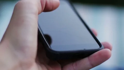 Using Smartphone, Black Screen Mirror Stock Footage 76267944