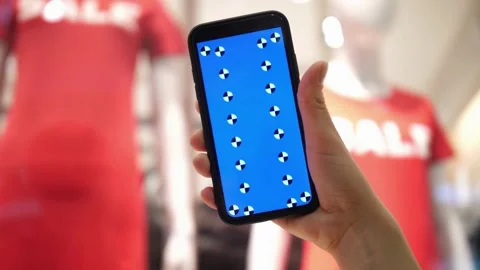 Using Smartphone with blue Mock-up Screen green chroma key screen, hand gesture Video stock 336249386