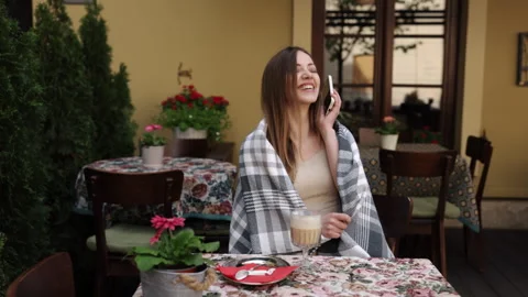 Using smartphone, Coffee communication, Phone discussion Stock Footage 246222270