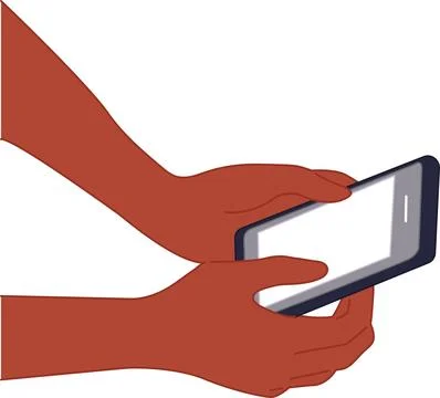 Using a smartphone to communicate. hands holding phone Illustrazione stock