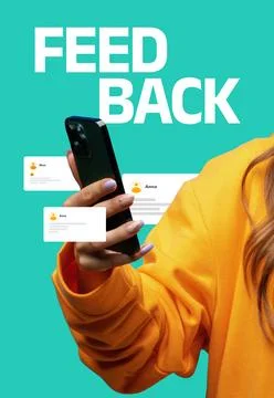 Using a smartphone to gather feedback in a bright setting Stock Photos