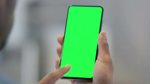 Using Smartphone with Green Chroma Key Screen, Close Up Stock Footage 146478630