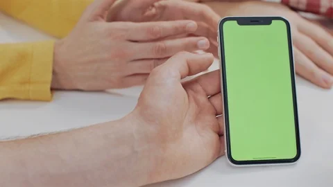 Using smartphone with green screen Stock Footage 104672438