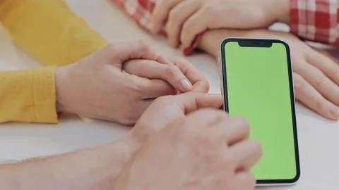 Using smartphone with green screen Stock Footage 104672521