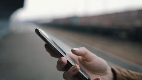 Using Smartphone in Hand Stock Footage 107979474