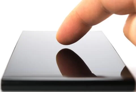 Using a smartphone, isolated on white background Stock Photos