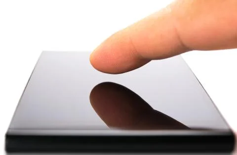 Using a smartphone, isolated on white background Stock Photos