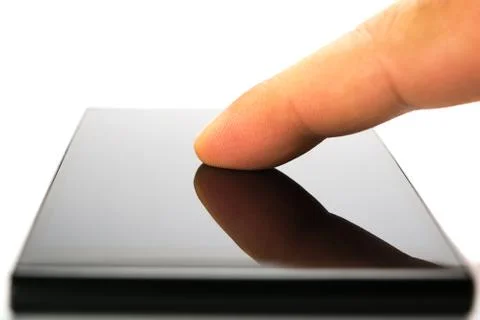 Using a smartphone, isolated on white background Stock Photos