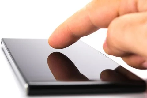 Using a smartphone, isolated on white background Stock Photos