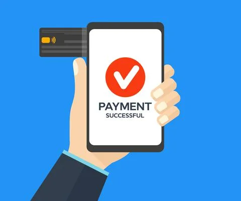 Using smartphone for NFC Successful pay sign business concept. Stock Illustration