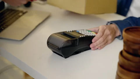 Using smartphone to pay with barcode, business concept Stock Footage 238433024