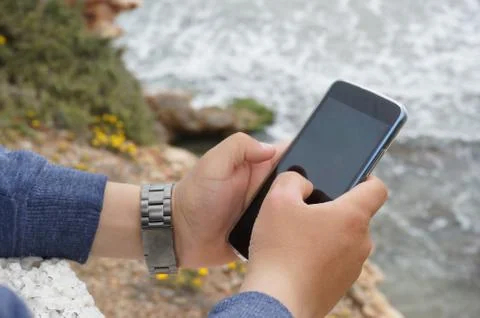 Using smartphone Foto stock