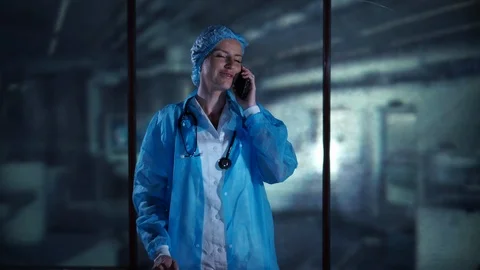 Using Smartphone, Talking in the Laboratory, Female Doctor, Scientist, New Stock Footage 95092810